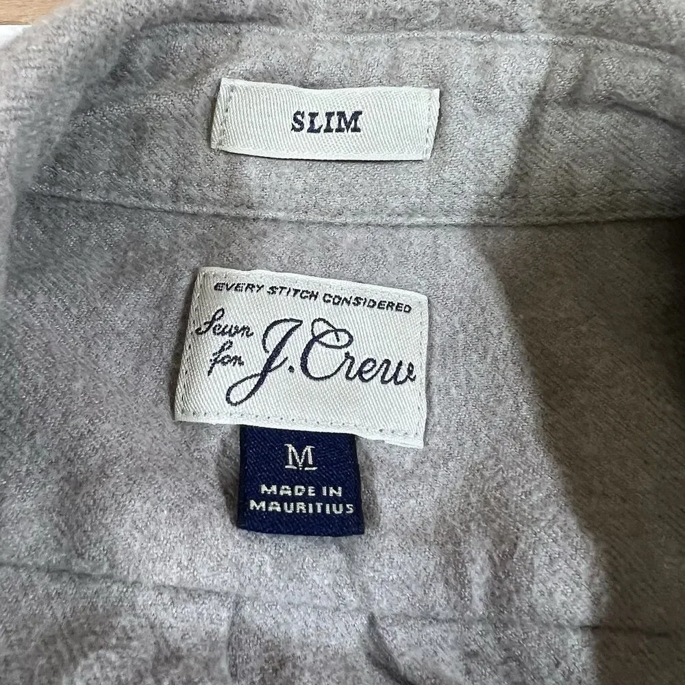 J. Crew Chamois Style Brushed Cotton Button Up Shirt Slim Fit Men's Medium